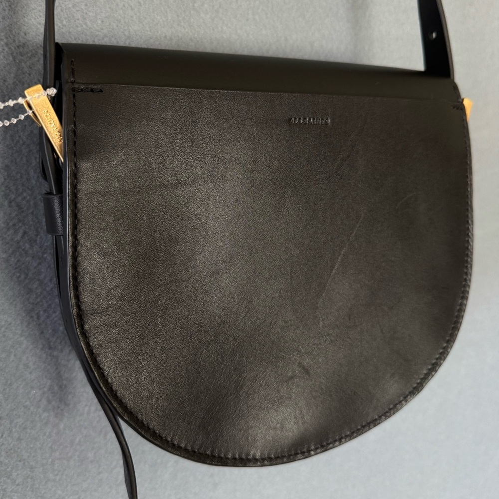 AllSaints Miro Mini Saddle Bag Black Studded Leather NWT + Dust Bag - Picture 14 of 15